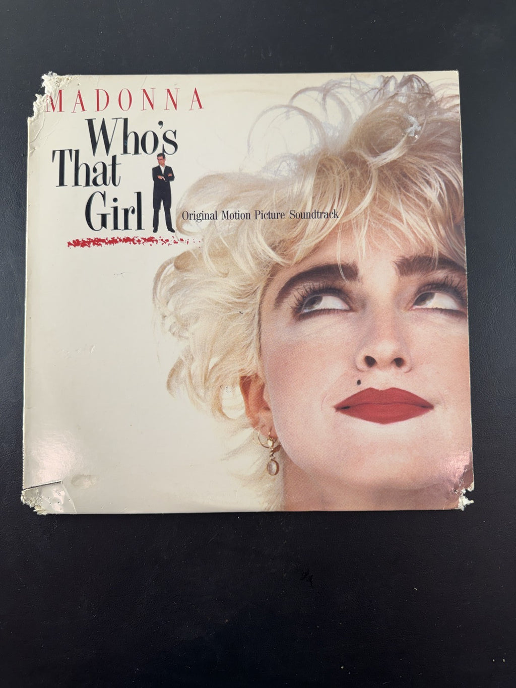 Madonna Who's That Girl 1987 soundtrack vinyl LP on Sire Records showing album cover and disc