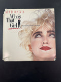 Madonna Who's That Girl 1987 soundtrack vinyl LP on Sire Records showing album cover and disc
