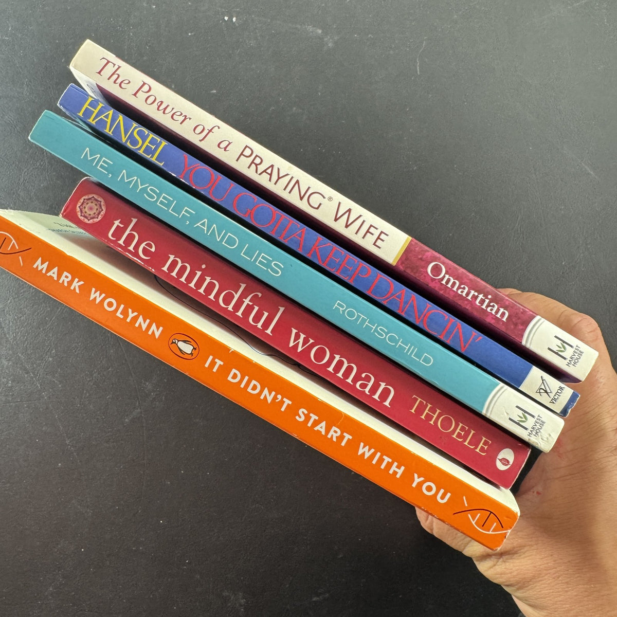 Curated 5-book lot of Christian mindfulness and healing paperbacks including It Didn't Start With You.