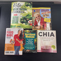 Set of 5 healthy living and recipe books including Guy Fieri Diners Drive-Ins and Dives paperback