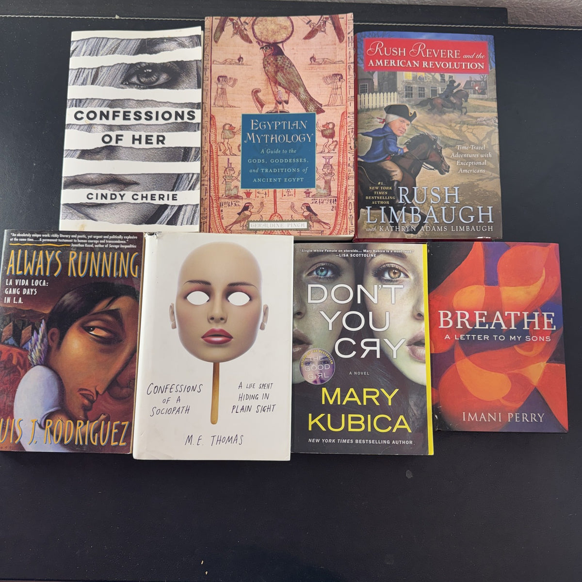Curated set of 7 modern non-fiction and thriller books including Always Running and Don't You Cry