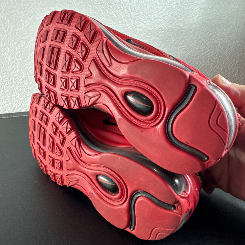 Nike Air Max 97 Leopard Pack red sneakers in women's size 8 showing low-top synthetic upper and outsole detail