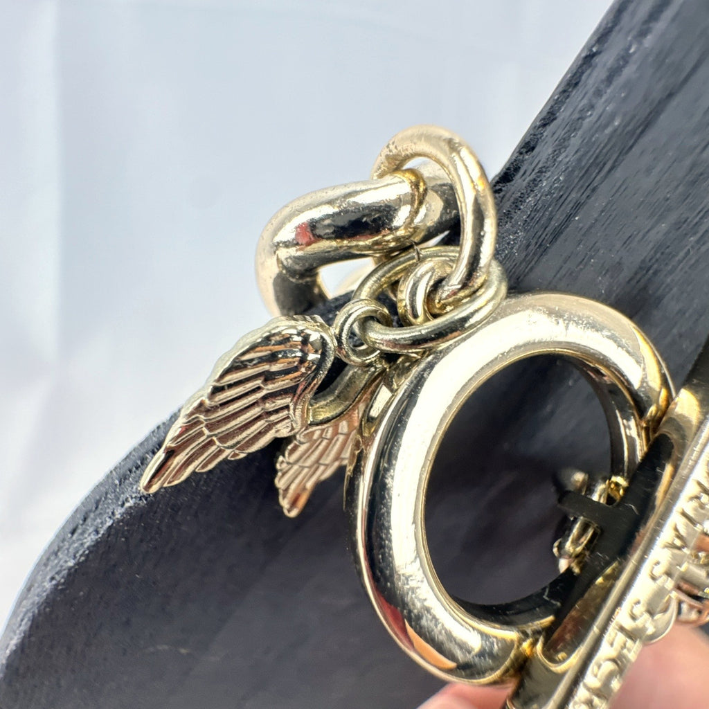 Victoria's Secret rose gold chain bracelet bundle featuring pavé rhinestone angel wings and toggle clasps