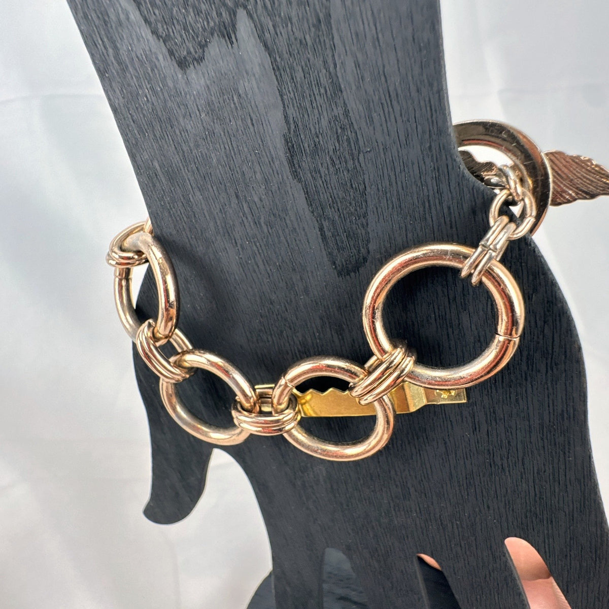 Victoria's Secret rose gold chain bracelet bundle featuring pavé rhinestone angel wings and toggle clasps