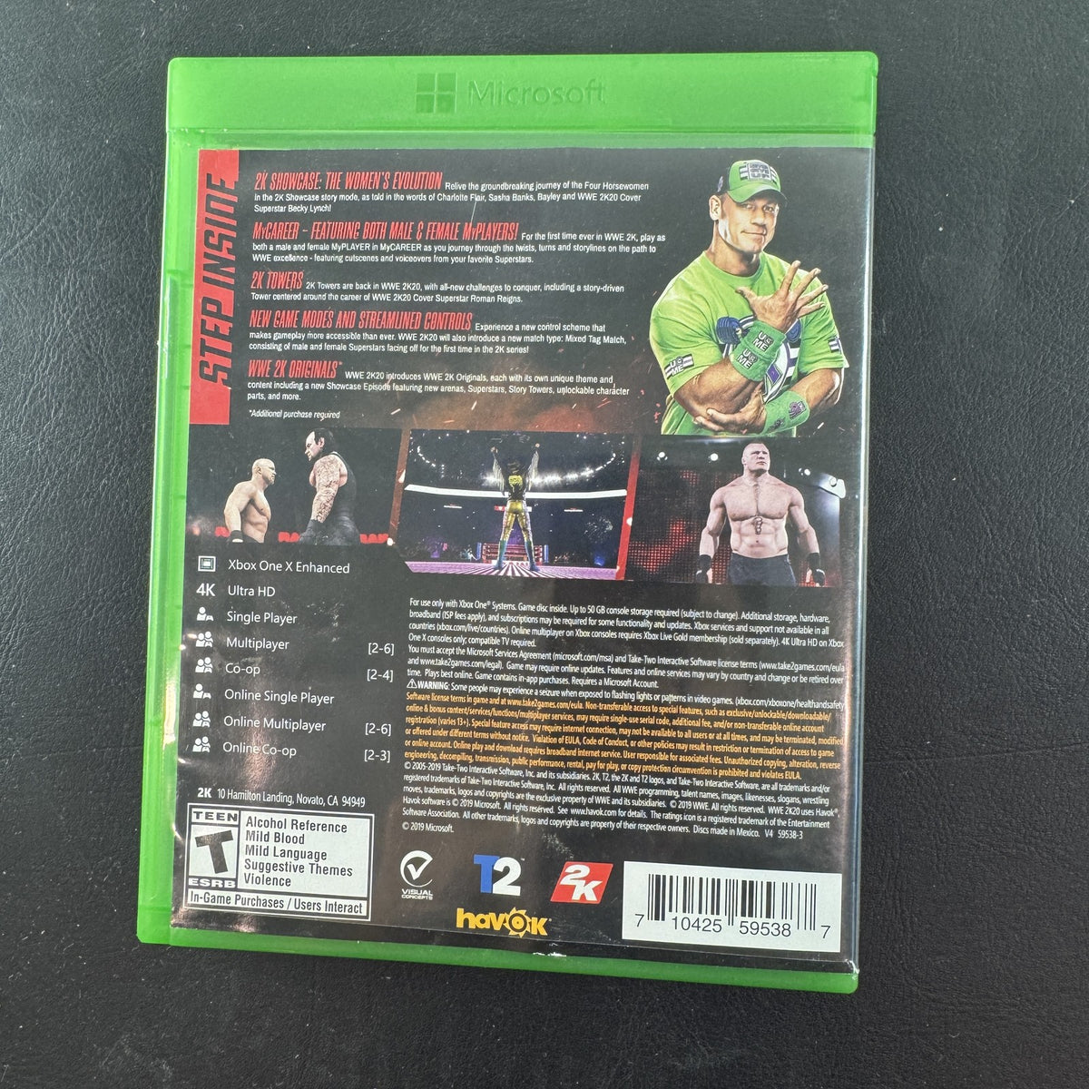 WWE 2K20 video game case and disc for Microsoft Xbox One by 2K Sports