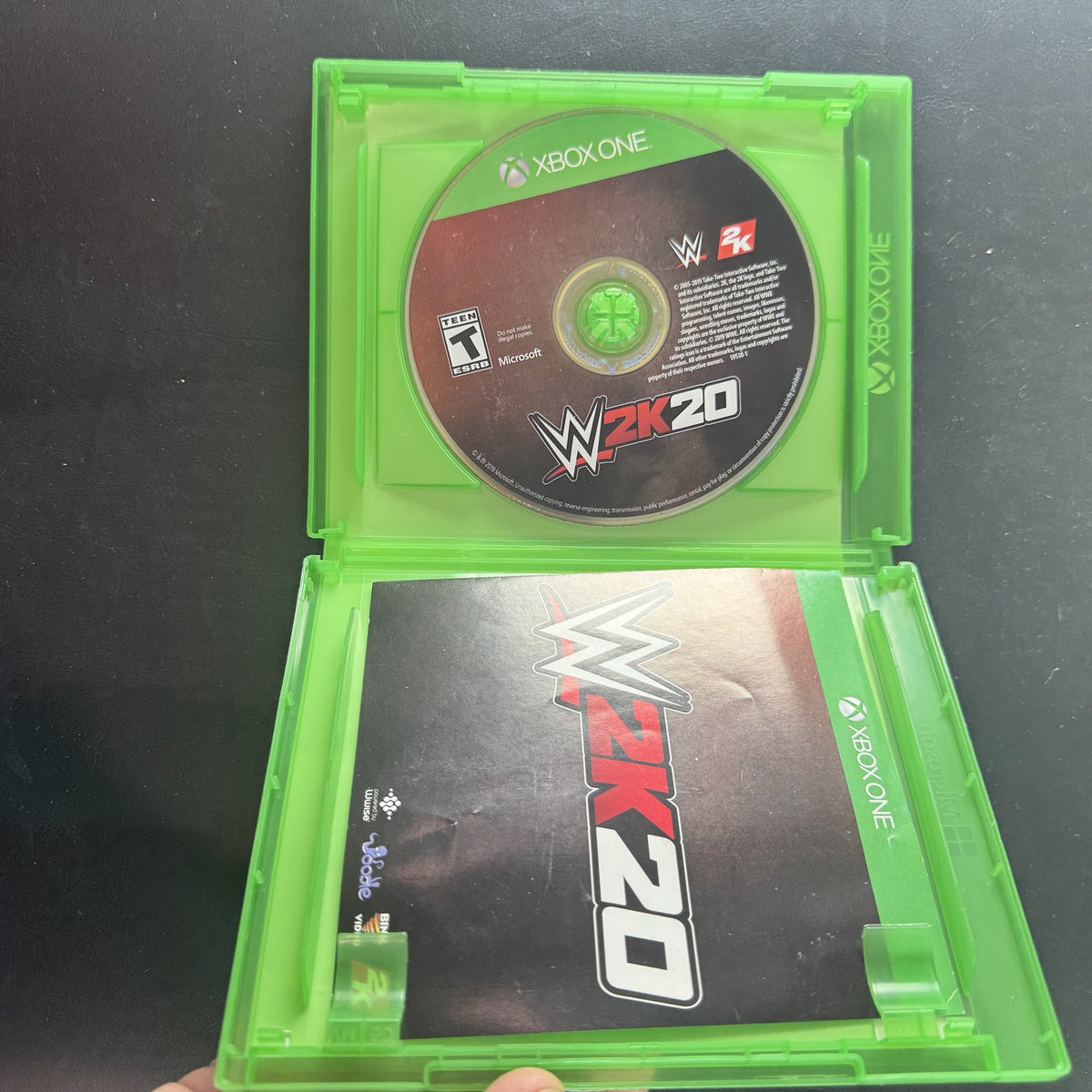 WWE 2K20 video game case and disc for Microsoft Xbox One by 2K Sports
