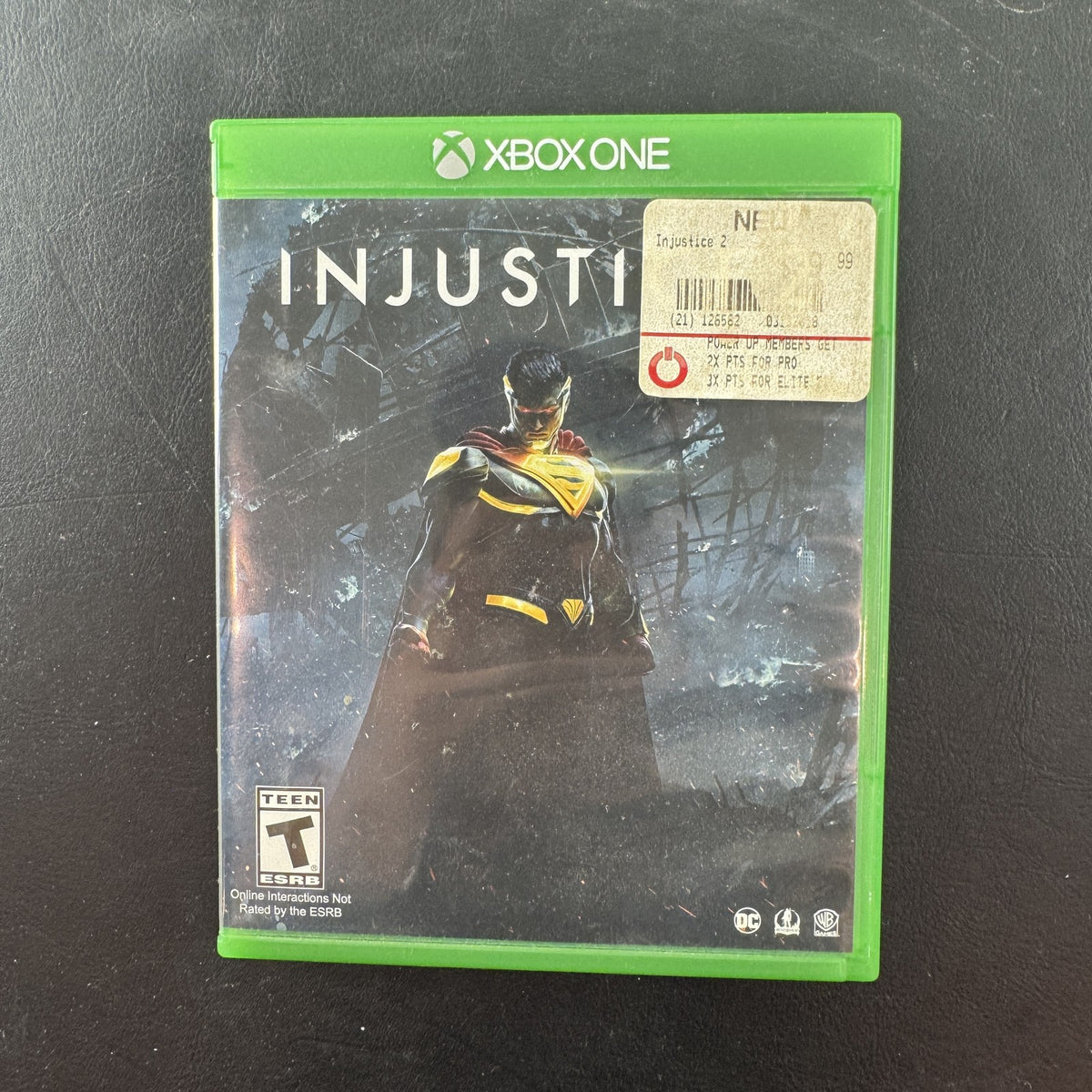 Injustice 2 Xbox One video game disc in its original case published by Warner Bros