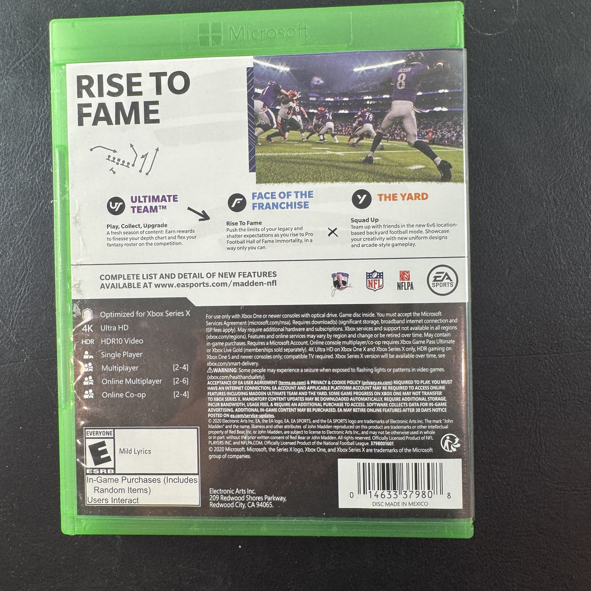 Madden NFL 21 video game disc and case for Xbox One and Xbox Series X