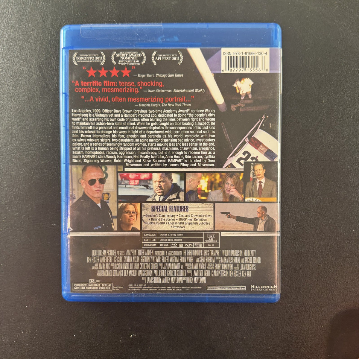 Rampart Blu-ray movie cover starring Woody Harrelson in the 2011 crime drama.