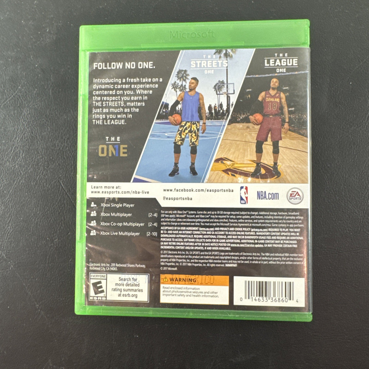 NBA Live 18 The One Edition video game disc case for Microsoft Xbox One.