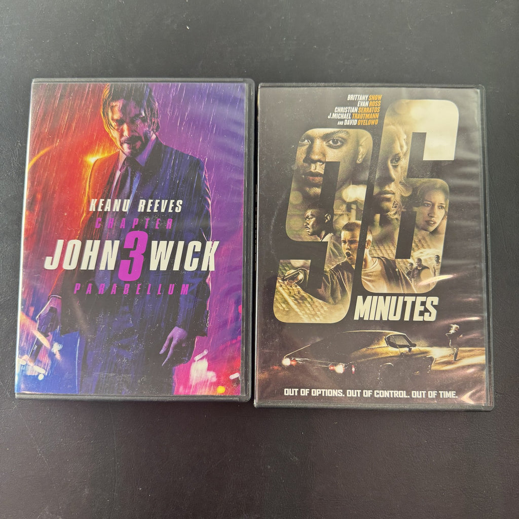 John Wick Chapter 3 Parabellum and 96 Minutes DVD movie lot in original cases