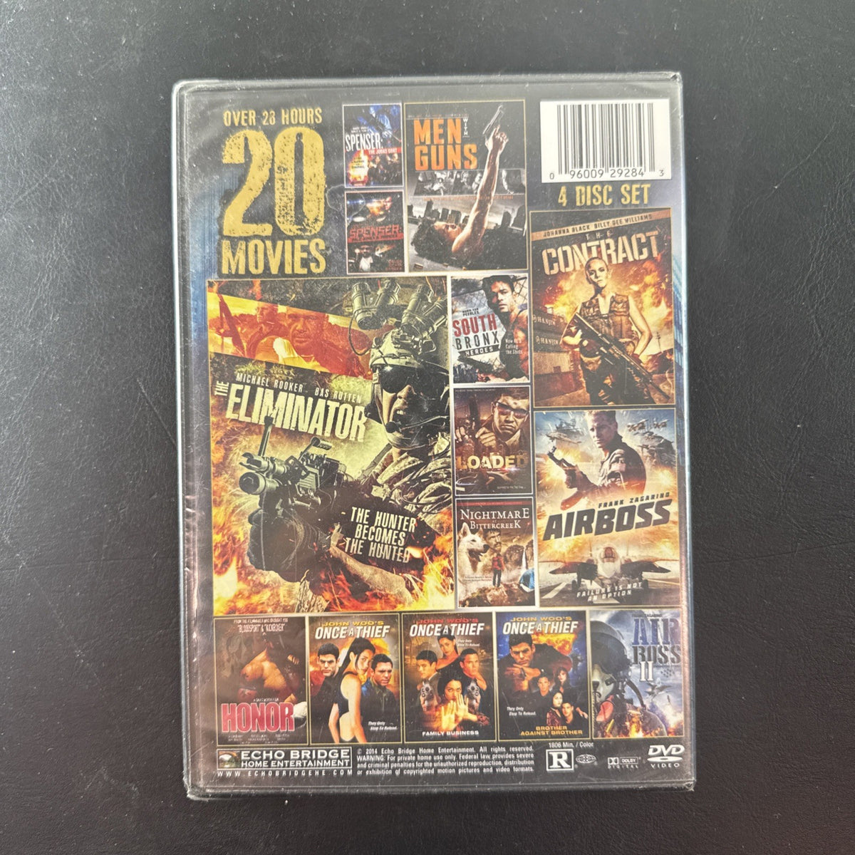 Front cover of the sealed Brotherhood of Justice 20 Movie Collection 4-disc DVD set.