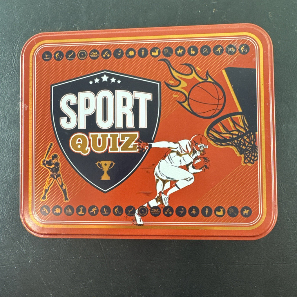Brand new Sports Quiz trivia card game in a tin featuring 50 cards and 100 questions.