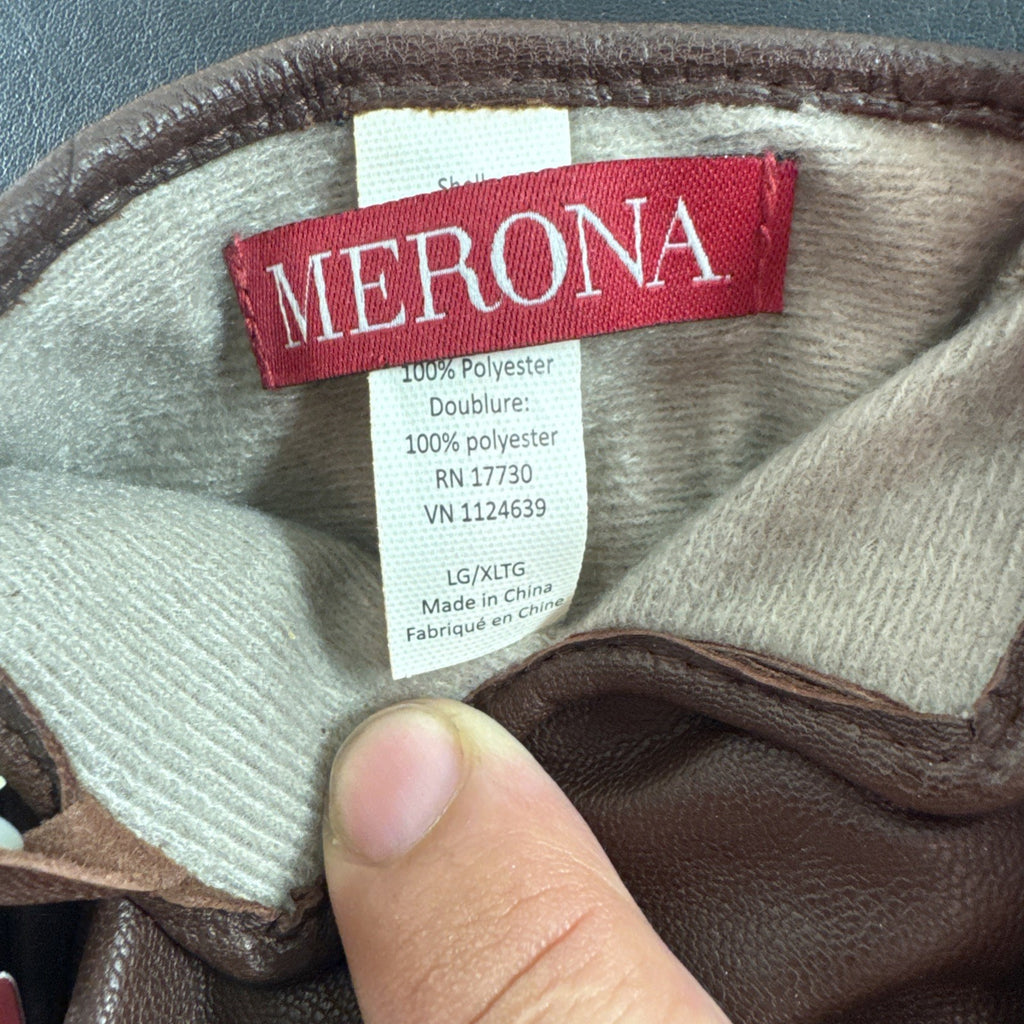 Merona women's size L red leather insulated winter gloves shown new with tags.