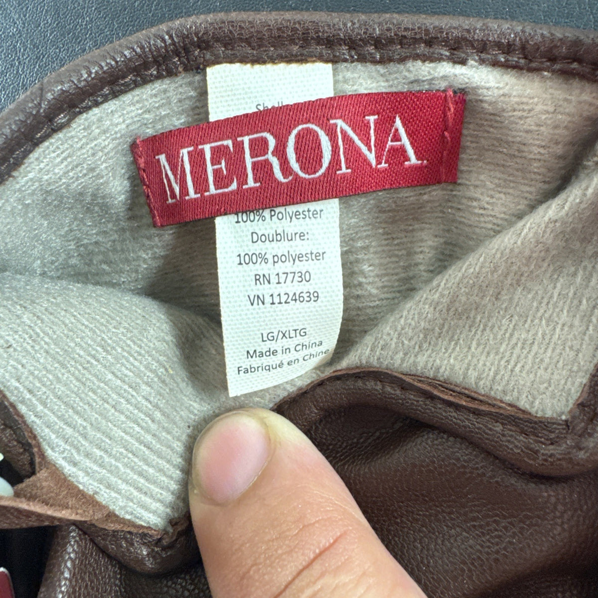 Merona women's size L red leather insulated winter gloves shown new with tags.