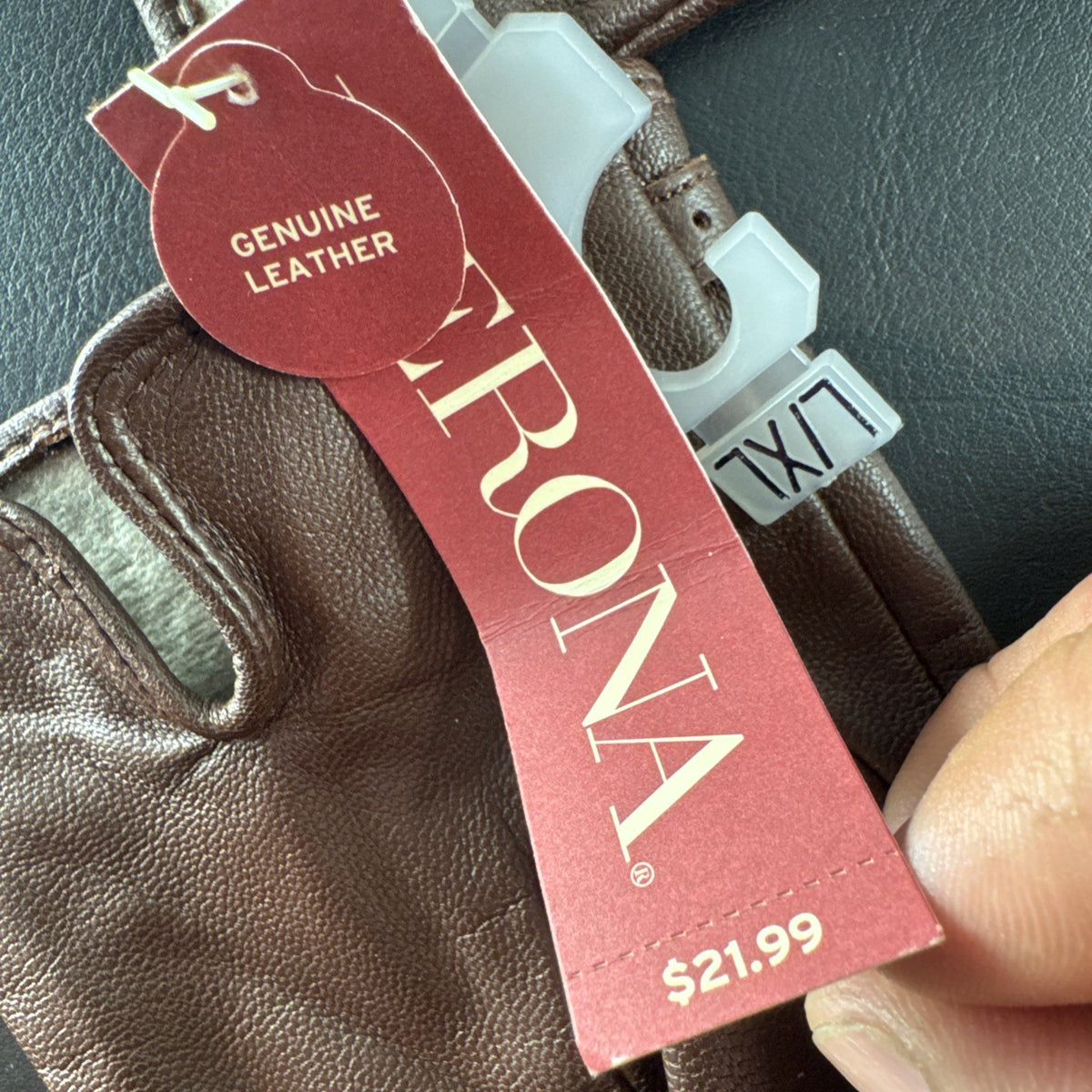Merona women's size L red leather insulated winter gloves shown new with tags.