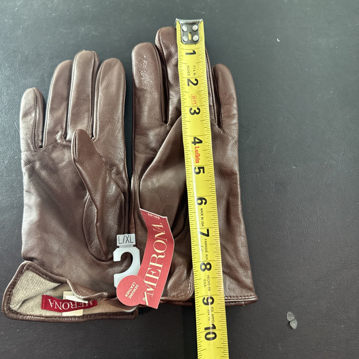Merona women's size L red leather insulated winter gloves shown new with tags.