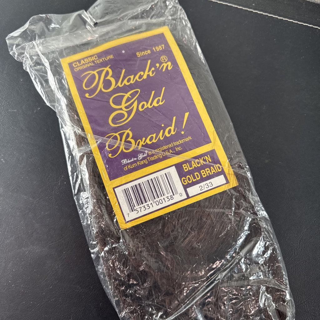 Black 'n Gold Braid 50 inch synthetic hair extension in 1B/M shade