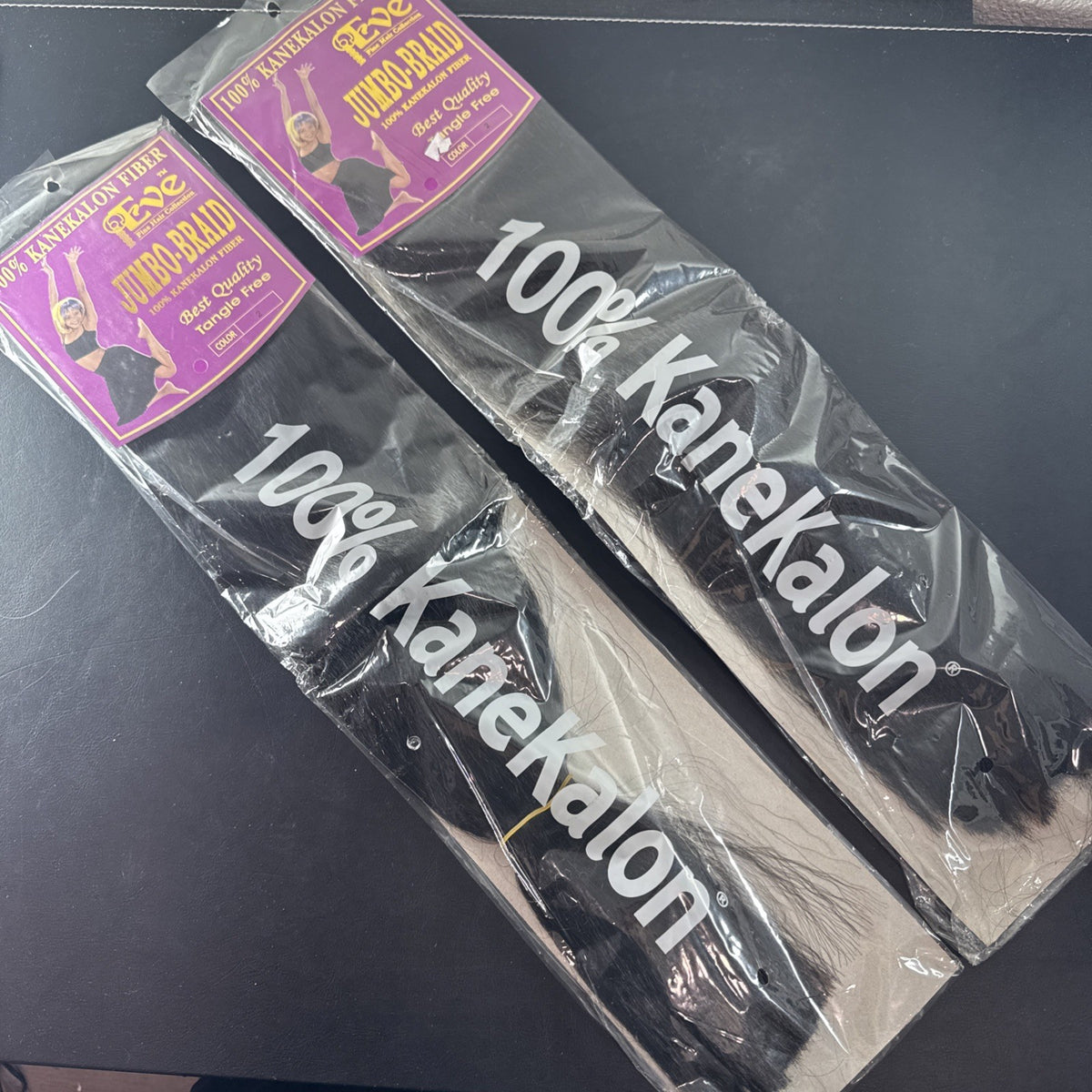 Eve Fine Hair Collection 100% Kanekalon jumbo braiding hair extensions in shade Color 2 dark brown, set of 2 packs.