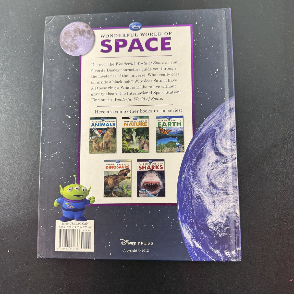 Front cover of Disney Learning Wonderful World of Space children's hardcover book featuring Buzz Lightyear