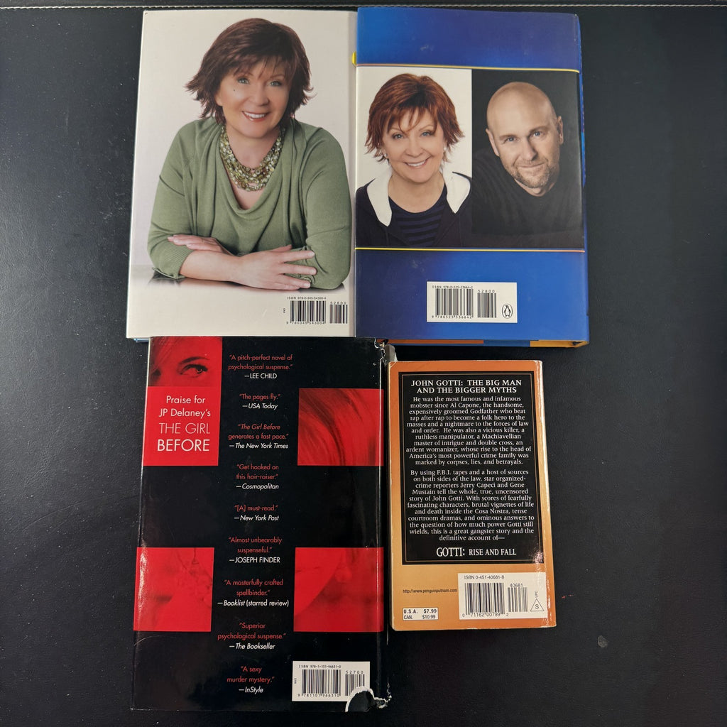 Set of four crime and mystery books featuring Janet Evanovich titles in very good condition.