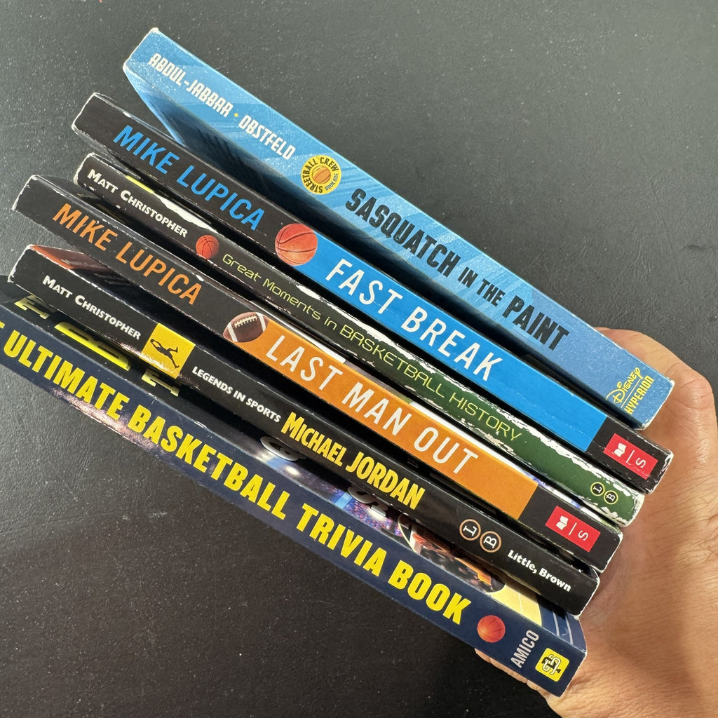 Set of six kids basketball paperback books including titles by Mike Lupica and Matt Christopher.