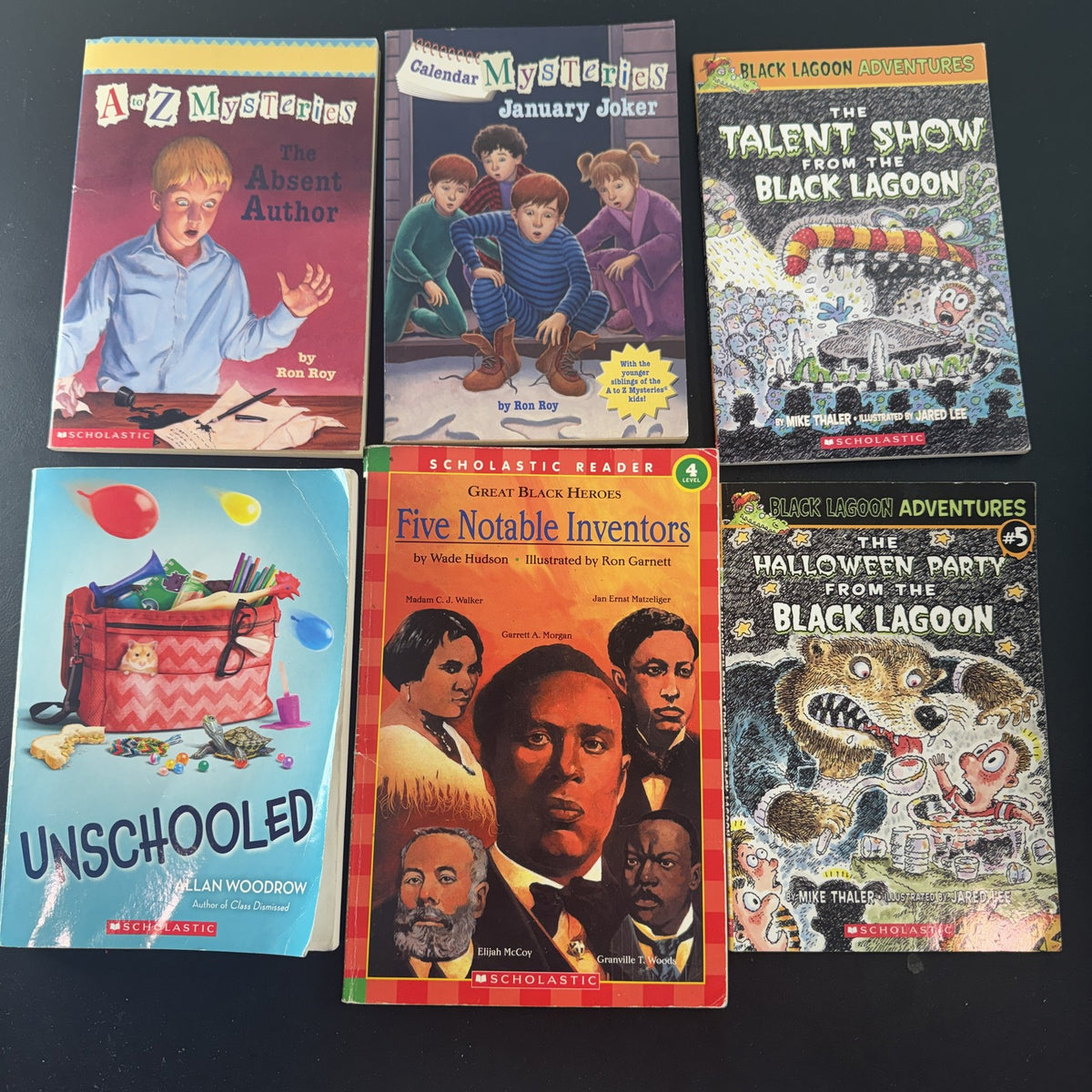 Scholastic children's chapter books bundle lot of 6 paperback titles including A to Z Mysteries