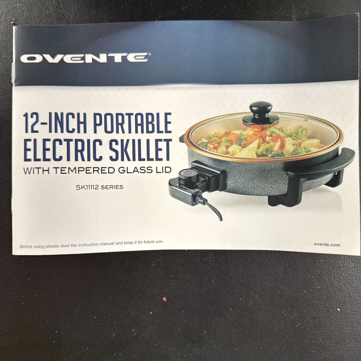 Black OVENTE 12-inch non-stick electric skillet model SK11112