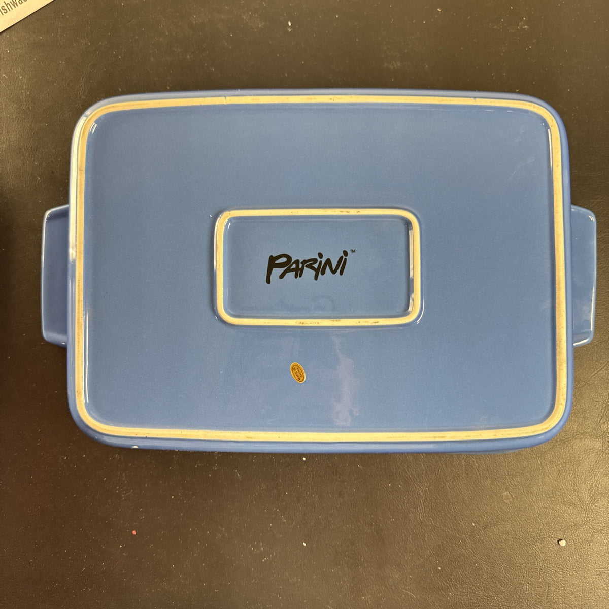 Parini blue 9x12 stoneware casserole baking dish with lid
