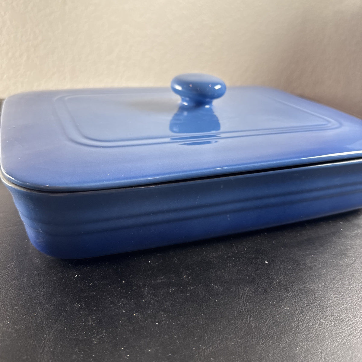 Parini blue 9x12 stoneware casserole baking dish with lid
