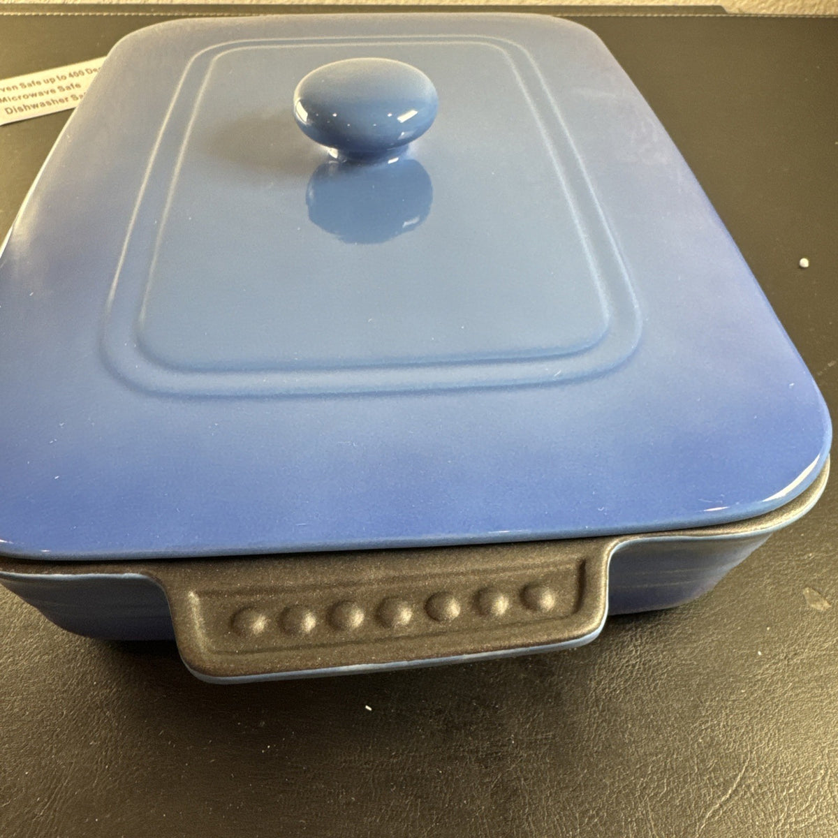 Parini blue 9x12 stoneware casserole baking dish with lid