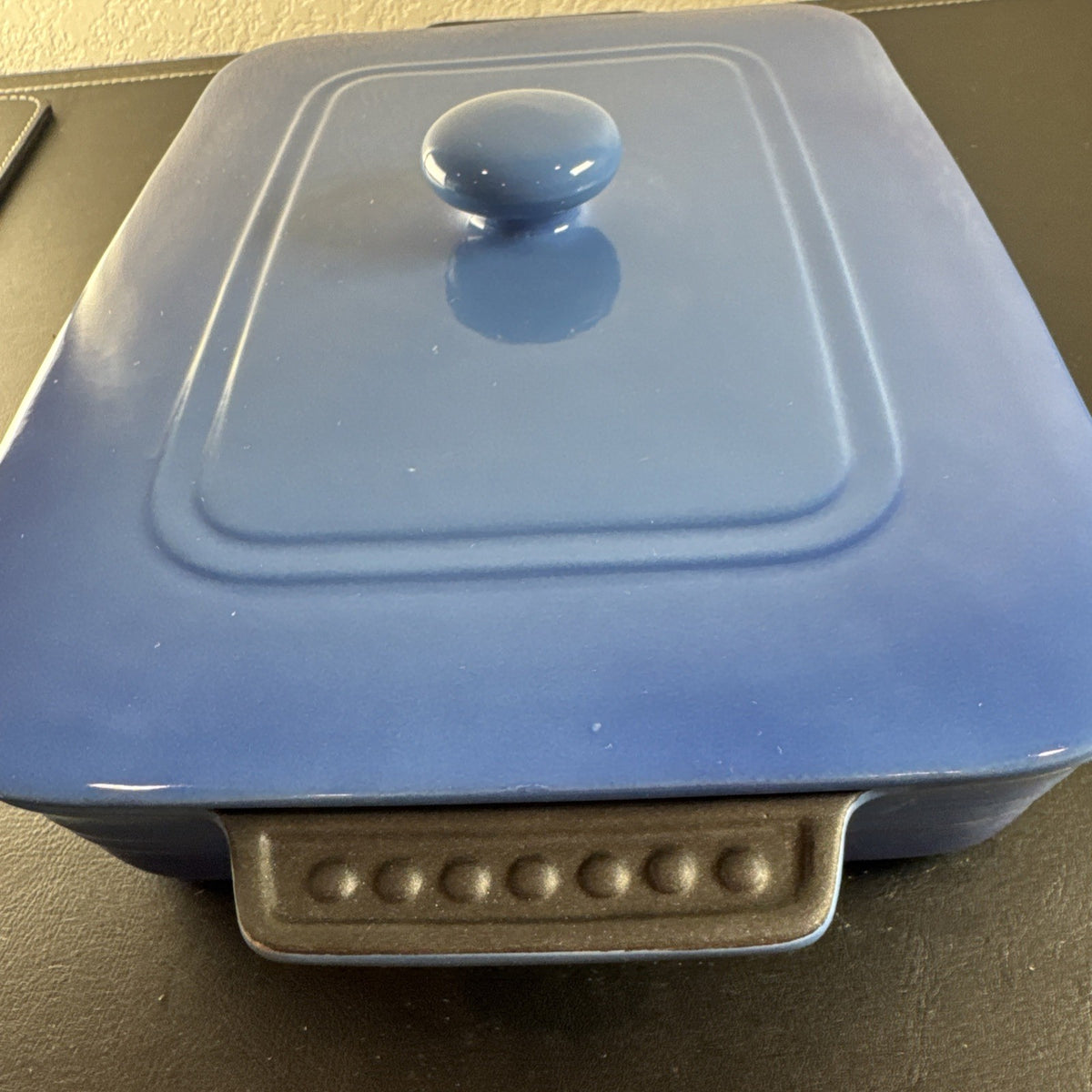 Parini blue 9x12 stoneware casserole baking dish with lid