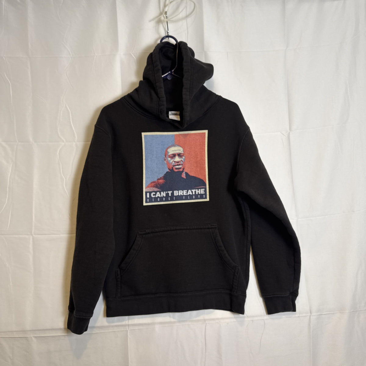 Delta Fleece black George Floyd graphic pullover hoodie size M with two-tone portrait print
