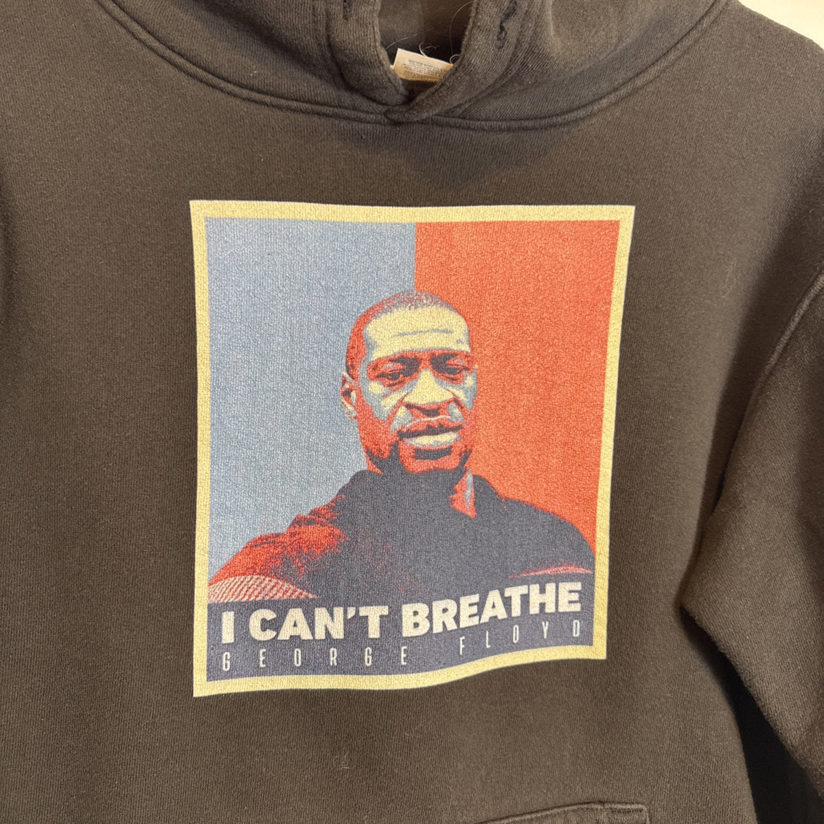 Delta Fleece black George Floyd graphic pullover hoodie size M with two-tone portrait print