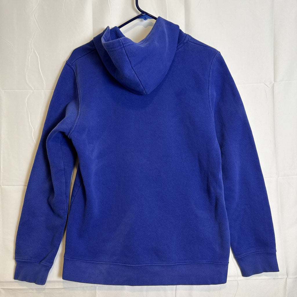 Front view of a pre-owned blue Golden State Warriors NBA pullover hoodie in Boys size XL.