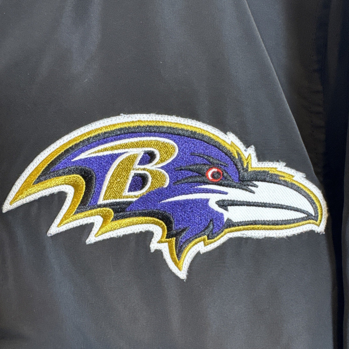 Fanatics Baltimore Ravens black full-zip bomber jacket with embroidered chest logo, men's size Small