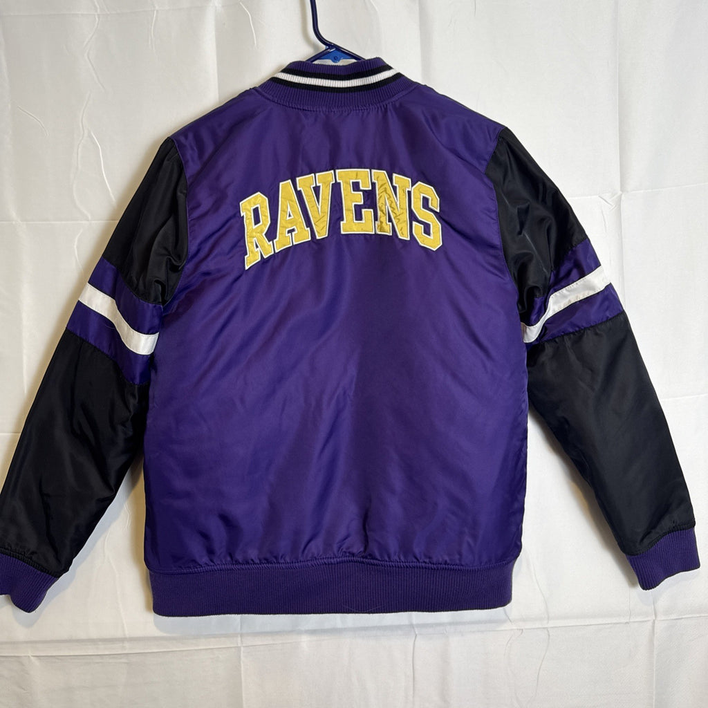 NFL Team Apparel Baltimore Ravens purple and black quilted youth varsity jacket size Large 14/16.