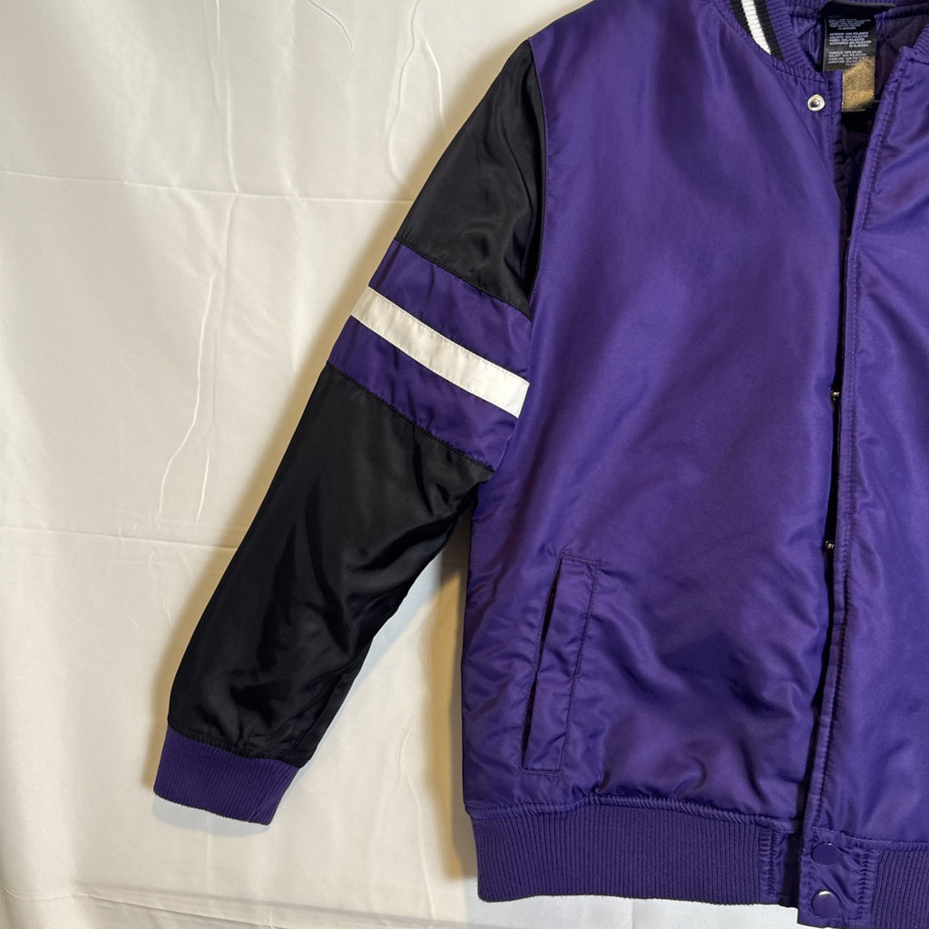 NFL Team Apparel Baltimore Ravens purple and black quilted youth varsity jacket size Large 14/16.