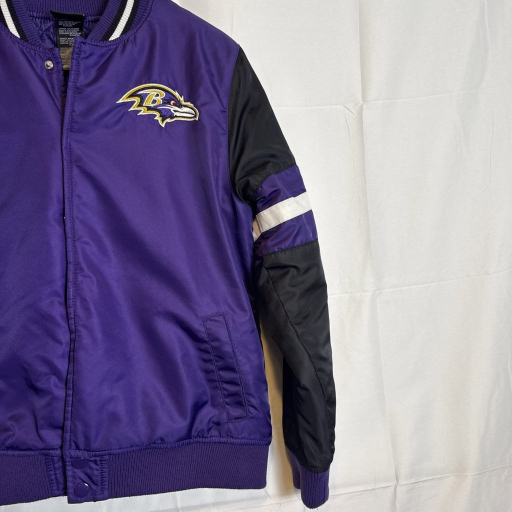NFL Team Apparel Baltimore Ravens purple and black quilted youth varsity jacket size Large 14/16.