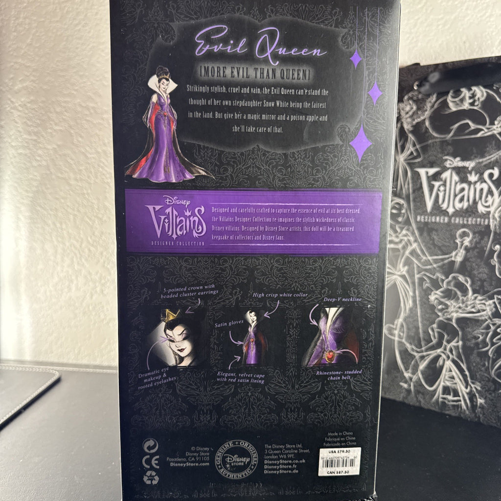 Disney Villains Designer Collection Evil Queen limited edition doll number 00928 in original acrylic display box