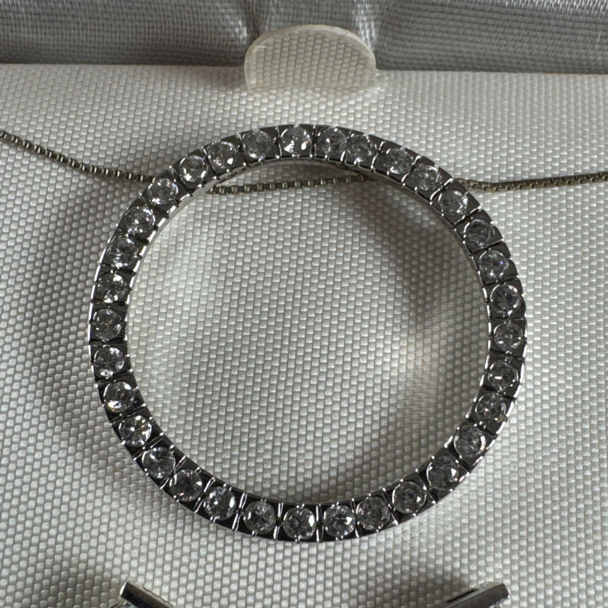 925 sterling silver open circle CZ pendant necklace and matching solitaire stud earrings set