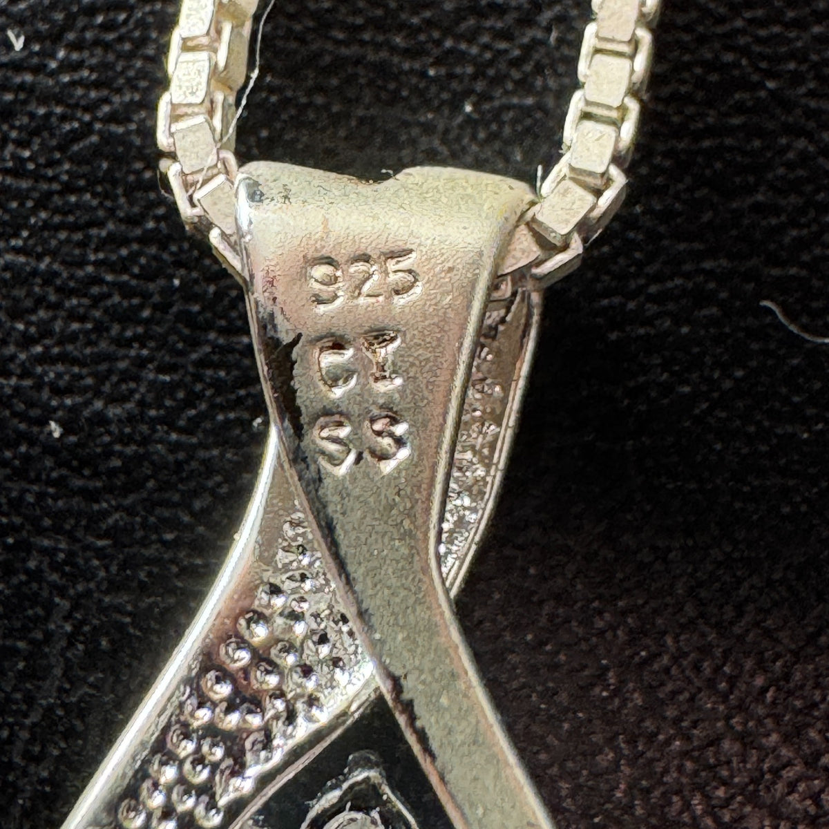 Solid 925 sterling silver teardrop swirl pendant with a light blue oval stone on an Italian box chain.