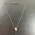 Fossil silver-tone sculpted owl pendant necklace accented with clear pavé rhinestones on a delicate cable chain.