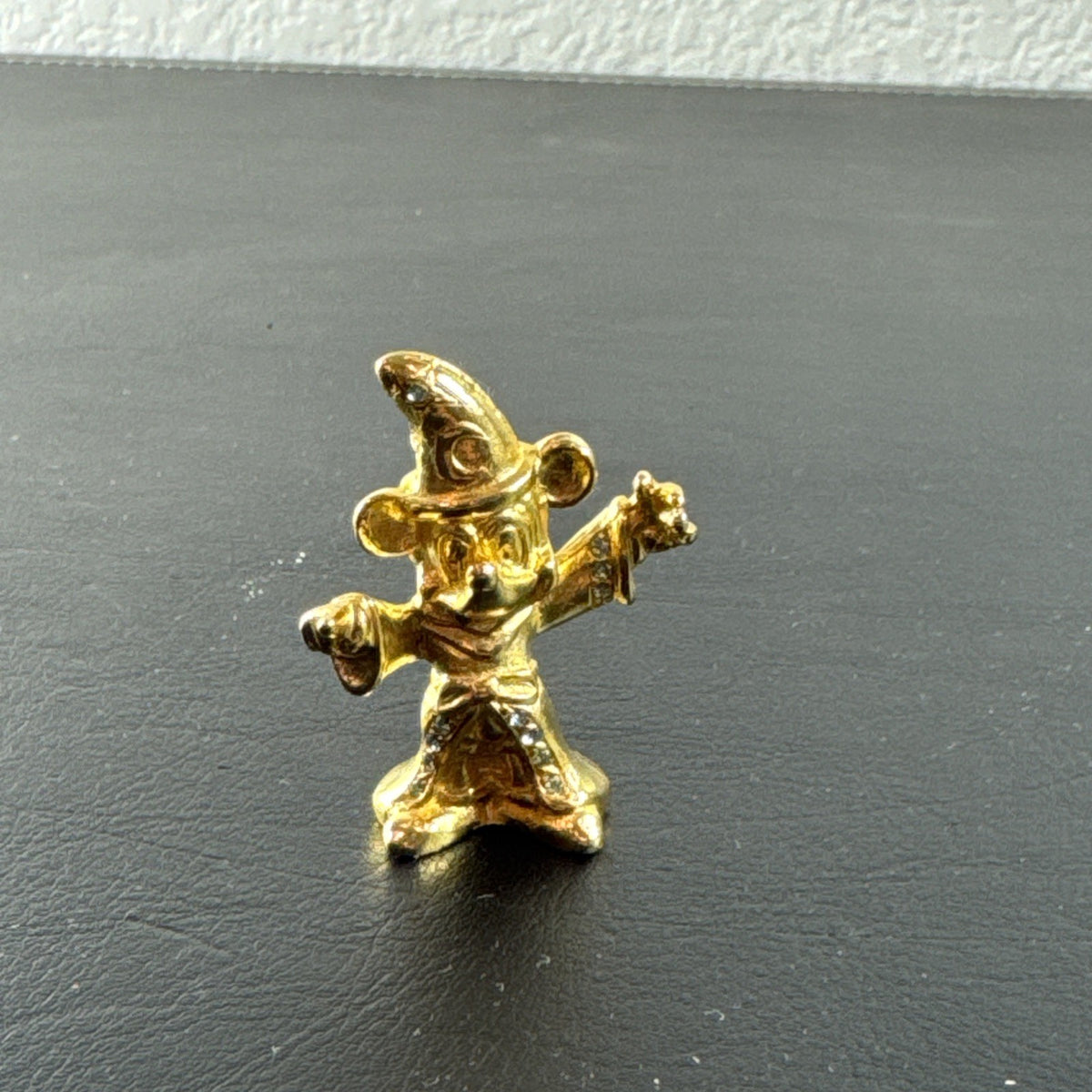 Gold-tone Disney Sorcerer Mickey Mouse miniature figurine with crystal accents