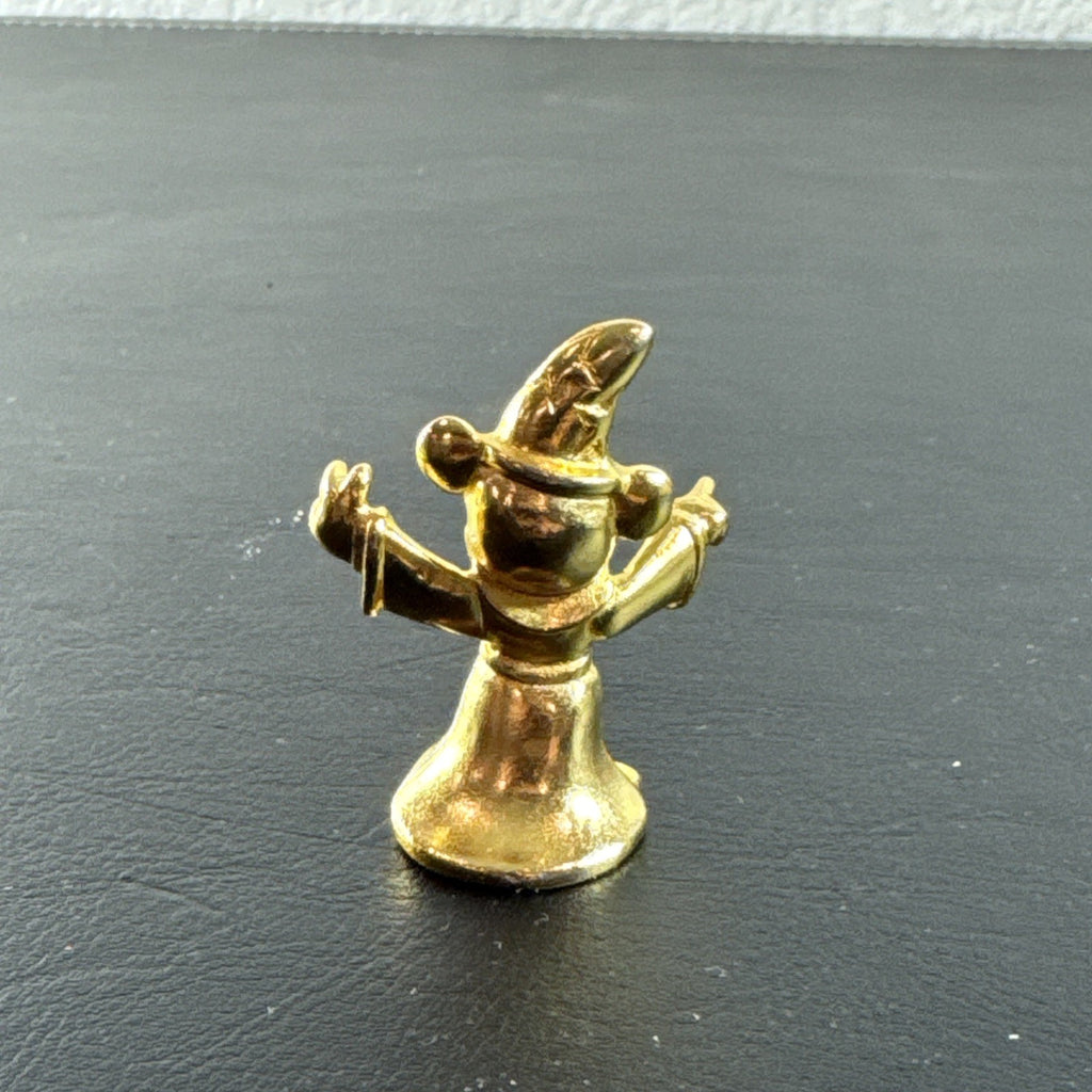 Vintage Disney Sorcerer Mickey Mouse gold tone miniature figurine with crystal accents