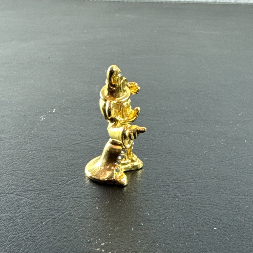 Vintage Disney Sorcerer Mickey Mouse gold tone miniature figurine with crystal accents