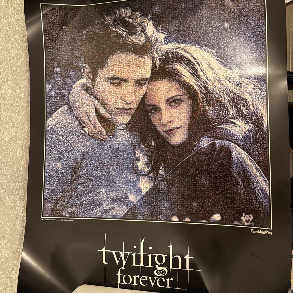 Official 2013 Twilight Forever Fan Mosaics wall poster featuring Edward Cullen and Bella Swan in 24x30 inch size.