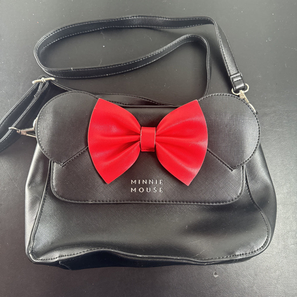 Pre-owned Disney x Loungefly black satchel handbag with Minnie Mouse bow and ears.