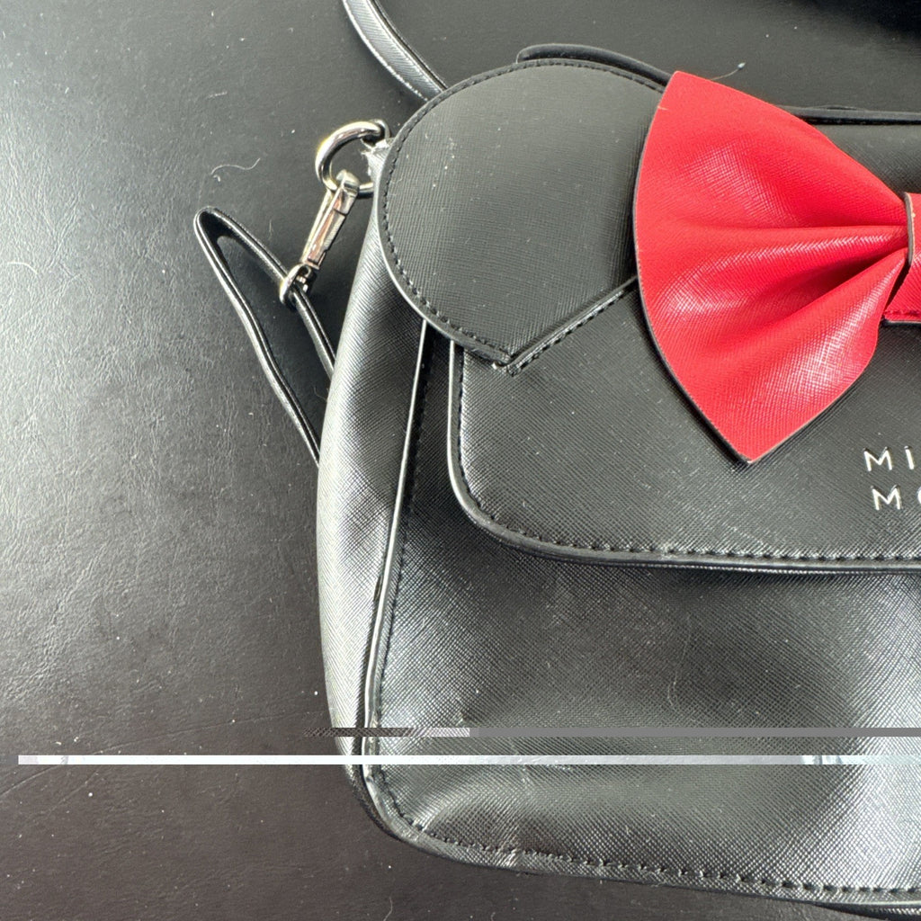 Pre-owned Disney x Loungefly black satchel handbag with Minnie Mouse bow and ears.