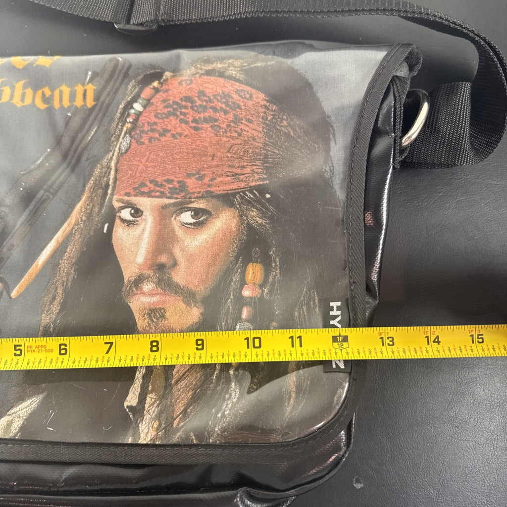 HYRYZ Disney Pirates of the Caribbean Jack Sparrow black vinyl crossbody messenger bag